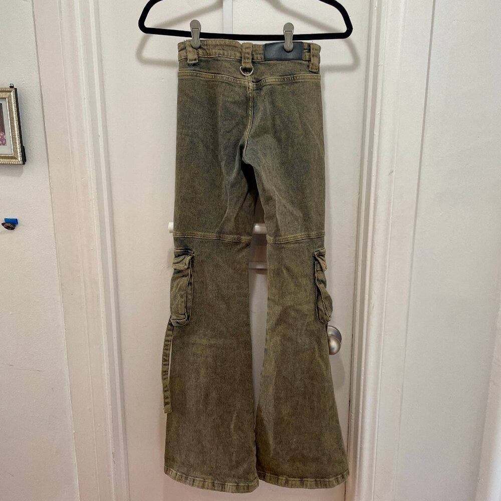 Darker Waves Rave stretch strappy cargo bellbottoms womens size XS / youth 14